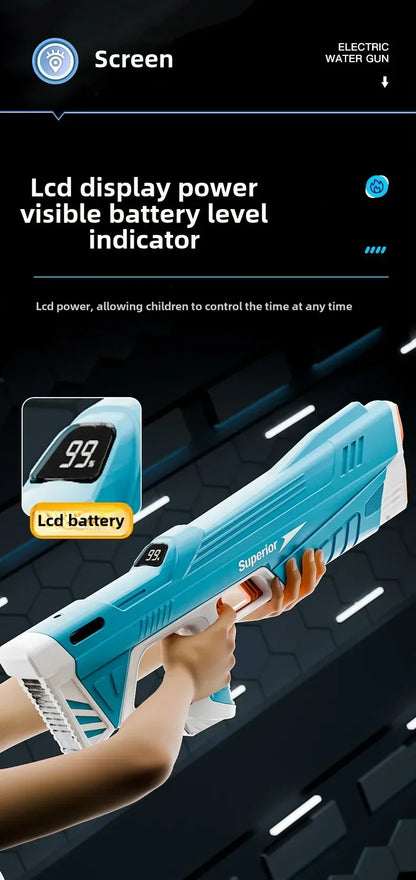 Electric Water Gun New Children Wholesale AutomaticWater Absorption Battery DisplayLarge Capacity Boys' Water PlayToyWaterGun