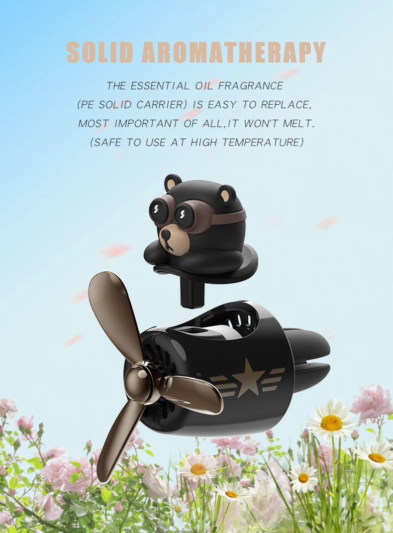 Rotating propeller pilot bear dog car air fresheners accessories decorations fun vent clip perfume diffuser aroma fragrance men