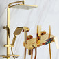 Gold Piano Digital Display Bathroom Shower Set Brass Bathroom Faucet Accessories Thermostatic Digital Bathroom Shower System