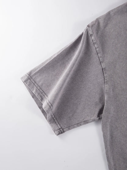 Earnivorous Plant Pattern Washed T-Shirts Men Breathable Cotton Casual T Shirt Soft Summer Comfortable Crewneck Short Sleeve
