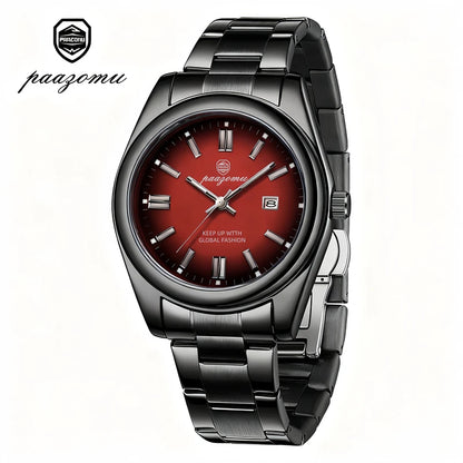 2026 PAAZOMU Fashion Men Stainless Steel Watch Luxury Calendar Quartz Wrist Watch Business Watches Man Clock relogio masculino