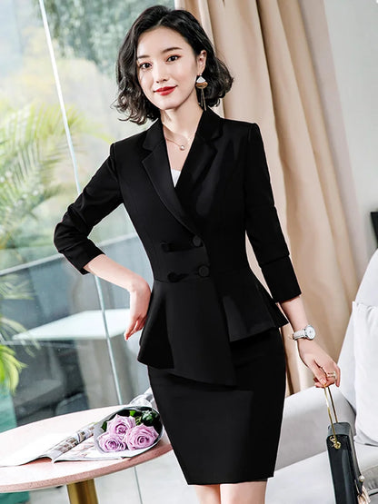 Fashion Red Pant Suits For Women Business Work Wear Formal Outfits Office Lady Blazer Set Elegant 2 Pieces Sets Female 2024 New