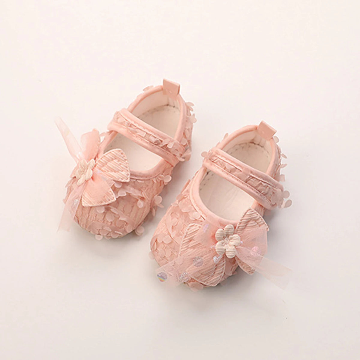 Baby Girl Princess Bow Flats Shoes Infants Petal Walker Crib Shoes for Newborn Infants Cute Soft Soles First Walkers