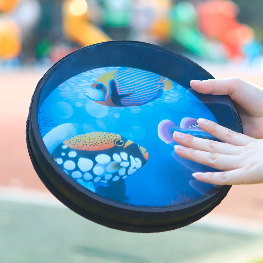 Orff 10 inch Sea Wave Drum Round Solid Wood Instrument Musical Children Percussion For Baby Early Learning Music Equipment