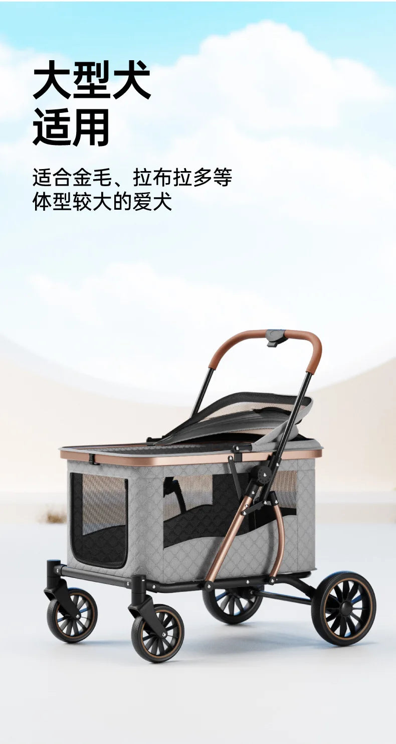 Foldable Large Giant Dog Stroller Lightweight Portable Multi Cat Pet Carrier for Senior Dogs Outdoor Travel