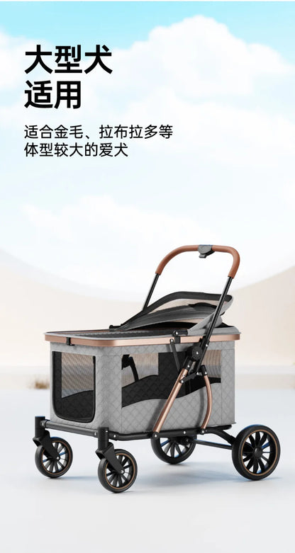 Foldable Large Giant Dog Stroller Lightweight Portable Multi Cat Pet Carrier for Senior Dogs Outdoor Travel