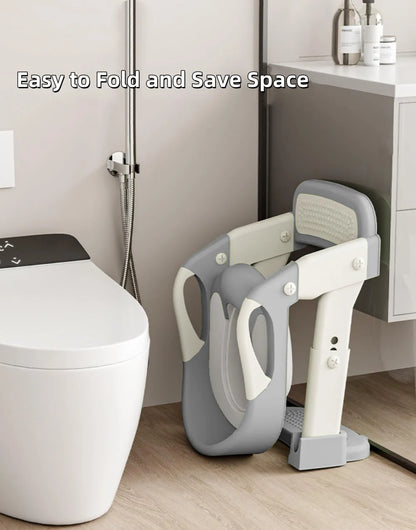 Kids Potty Training Seat With Steps, 3 In 1 Toddler Toilet Ladder Seat, Soft Mat Non-slip Splash Guard Toilet Seat (Grey)