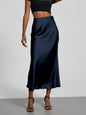 21 Colors New 2026 Women's Elegant High Waist Satin Long Skirts Female Summer Solid Color Faldas