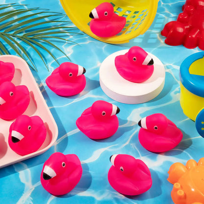 20/40pcs Flamingo Rubber Duckies for Kids,Pink Flamingo Duck Bath Toys Cute Floating Squeaky Mini Rubber Ducks for Baby Shower