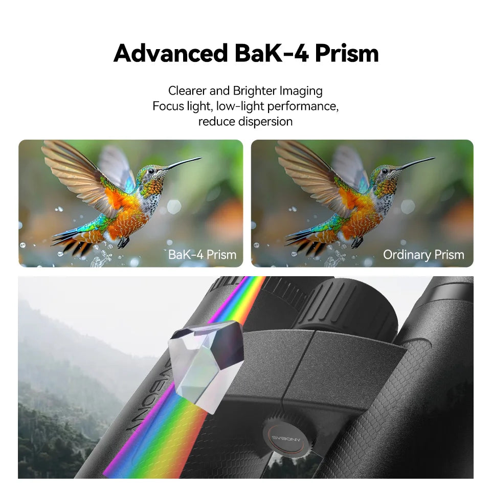 Svbony SV202 Upgraded Wide-angle ED Binoculars 8x32/8x42/10x42 Bak4 Prism IPX7 Waterproof Fogproof for Bird Watching Camping