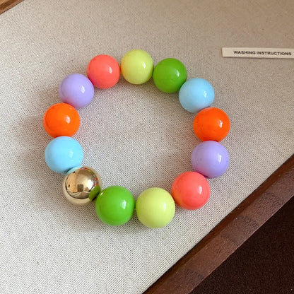 Multicolor Irregular Acrylic Beaded Bangles for Women Geometric Smudge String Bracelet Beach Vacation Style Couple Jewelry W