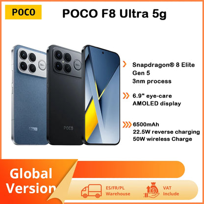 Poco F8 Ultra Super Smartphone 6.85-inch AMOLED 120Hz Snapdragon 8 Elite Gen 5 50W Wireless Charging