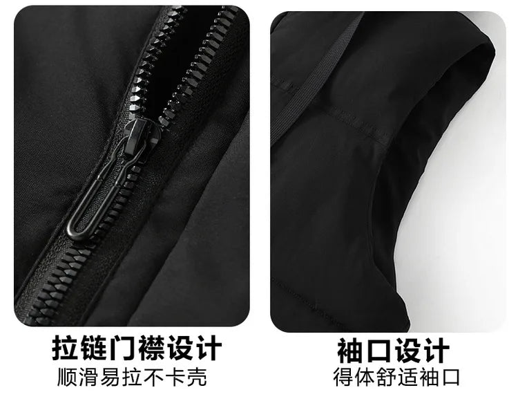 2024 Autumn Winter Men Thicken Cotton Waistcoat Sleeveless Vests Jackets Warm Detachable Hat Outerwear Male Zipper Hooded Coats