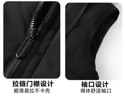 2024 Autumn Winter Men Thicken Cotton Waistcoat Sleeveless Vests Jackets Warm Detachable Hat Outerwear Male Zipper Hooded Coats