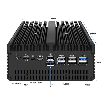 Topton Solid Firewall Mini PC Ultra 9 185H 7 155H 4x/2x 10G SFP 6*2.5G LAN Intel VPro Thunderbolt 4 2xNVMe Proxmox Home Server