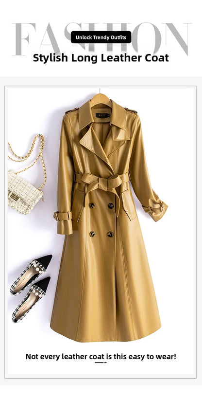 Real Leather Sheepskin Coat Women's Mid-Length Stylish Slimming Autumn Winter New Korean Style Coat Over-Knee Outerwear
