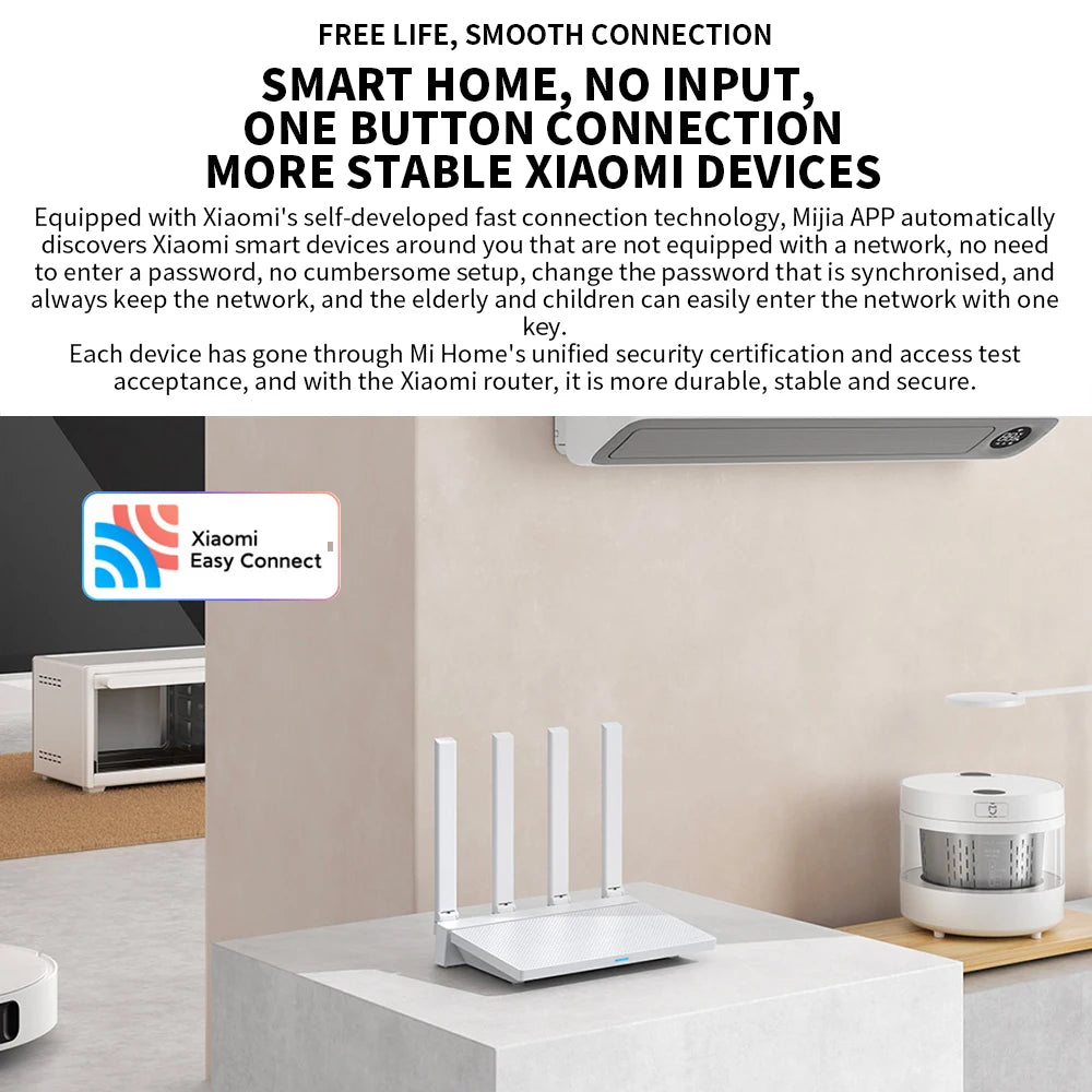 2024 NEW Original Xiaomi AX3000T Router 2.4GHz 5GHz 1.3GHz CPU 2X2 160MHz WAN LAN LED NFC Connection for Home Office Games Mi