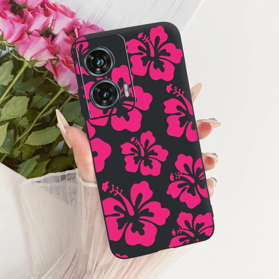 Case For Motorola Edge 50 Fusion Cover XT2429-1 Popular Flower Soft Black Silicone Phone Cases For Motorola G96 5G MotoG96 Funda