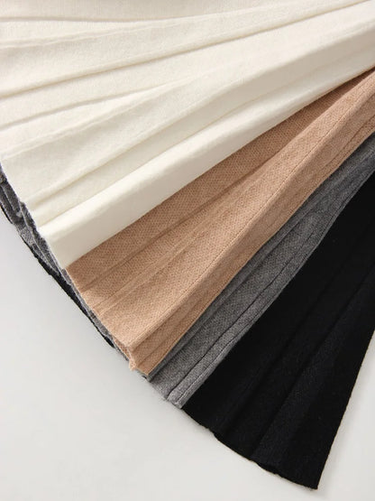 Autumn Knit White Mini Pleated Skirts For Women A Line Skirt Gray High Waist Women Knitted Pleated Short Skirts Korean Fashion