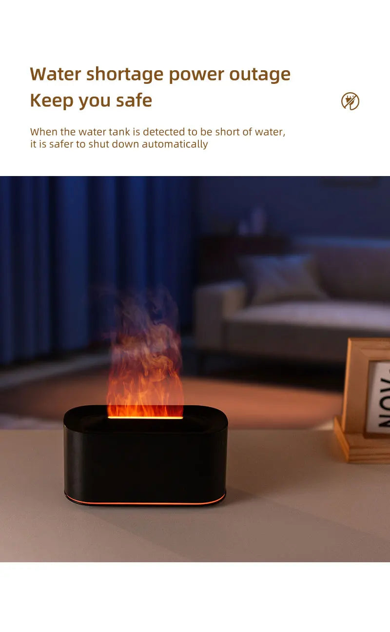 Mini Aroma Diffuser Aromatherapy Realistic Flame Lights Colorful RGB Air Humidifier Desktop USB Sprayer/Essential Oil Set