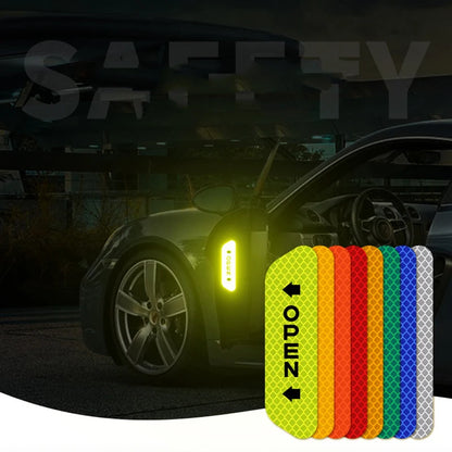4 PCS Car Open Reflective Sticker Universal Safety Warning Mark Reflective Stickers Lighting Luminous Decor Auto Door Stickers