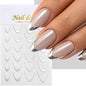 3D Gold Stamping V-Shaped French Tips Nail Art Stickers Retro Metal French Line Nail Decals Chrome Curved Strip Nail Decoration