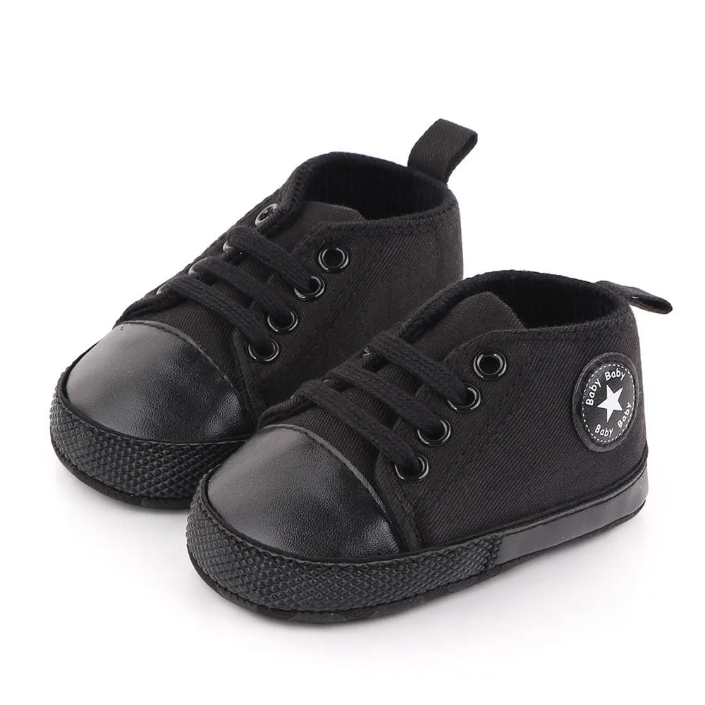 New Baby Shoes Boys Girls Classic Canvas Casual Sneakers Spring Newborn First Walker Toddler Soft Sole Non-Slip Walking Shoes