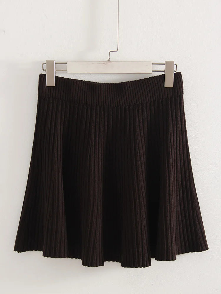 Autumn Knit White Mini Pleated Skirts For Women A Line Skirt Gray High Waist Women Knitted Pleated Short Skirts Korean Fashion
