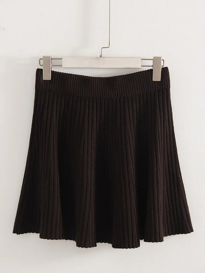 Autumn Knit White Mini Pleated Skirts For Women A Line Skirt Gray High Waist Women Knitted Pleated Short Skirts Korean Fashion