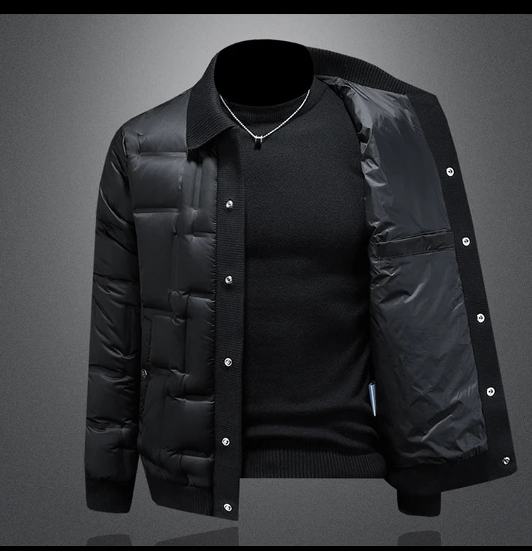 Minglu Autumn Winter Single Breasted Men's Jackets High Quality Solid Color White Duck Down Casual Down Male Coats Plus Size 5XL