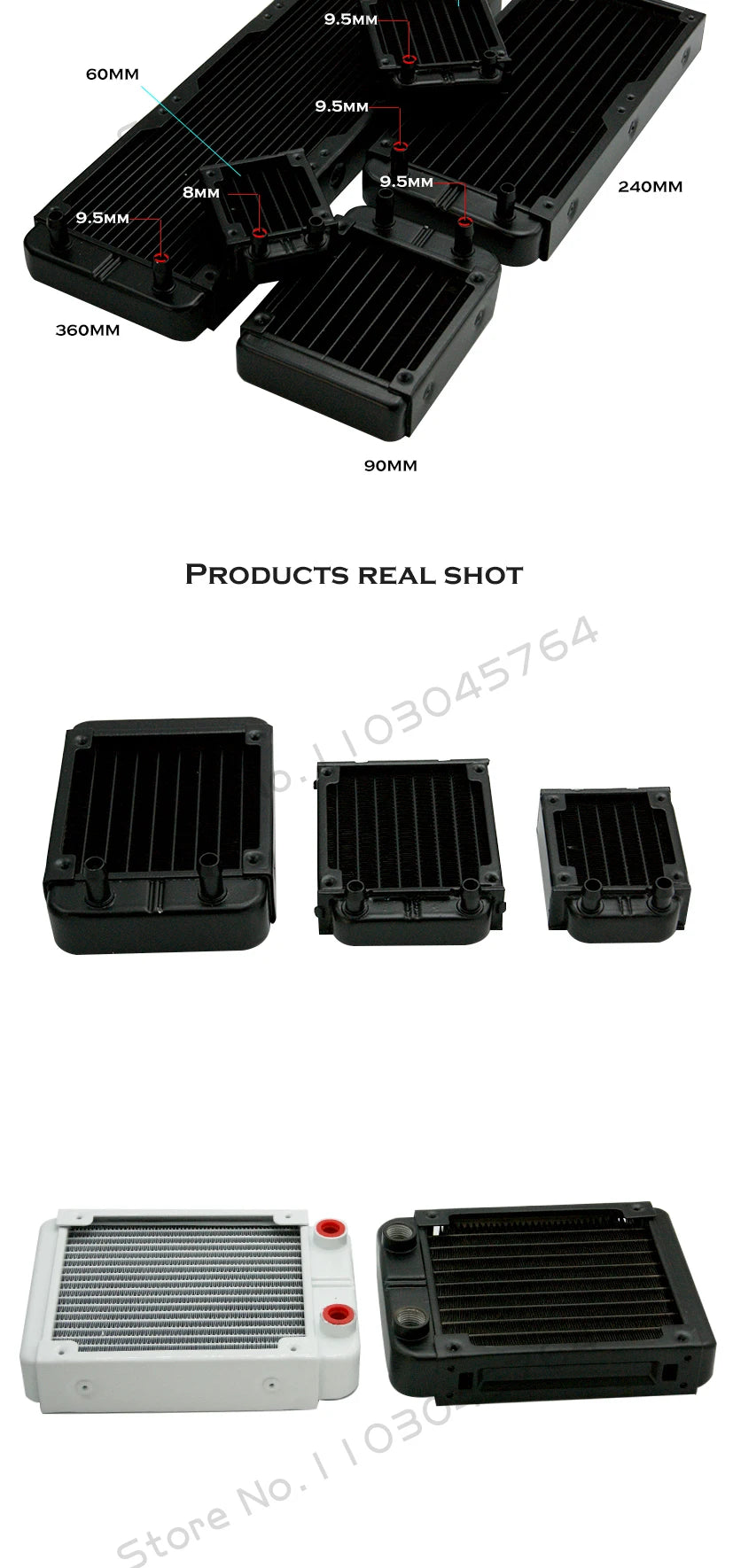PC Water Cooling Radiator Aluminum For CPU GPU RAM Heatsink Exchanger Fan Cooler 60/80/90/120/240/360mm Black/White