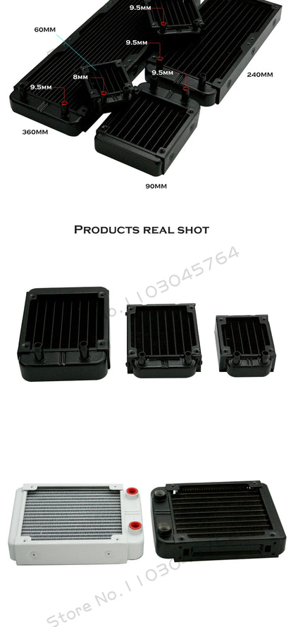 PC Water Cooling Radiator Aluminum For CPU GPU RAM Heatsink Exchanger Fan Cooler 60/80/90/120/240/360mm Black/White