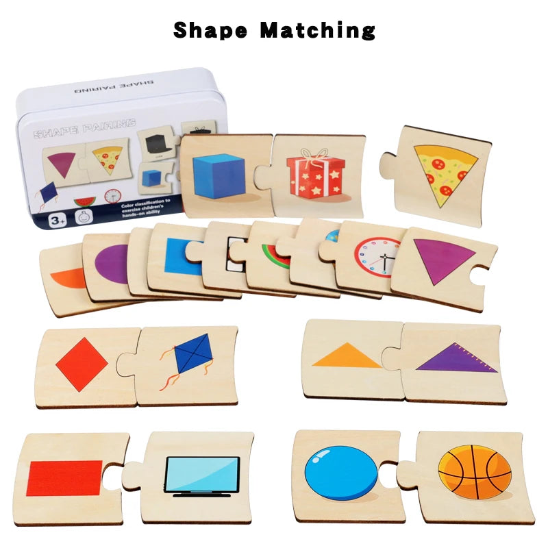 Children's Iron Box Number Enlightenment Paired Wooden Animal Food Puzzle Board Logical Thinking Training Game Educational Toys