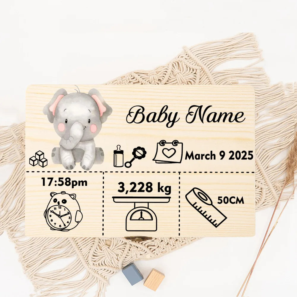 Custom Baby Wooden Memory Box Newbron Shower Gift Personalized Infant  Keepsake Box Baby Birth Stats Box Umbilical Cord Box