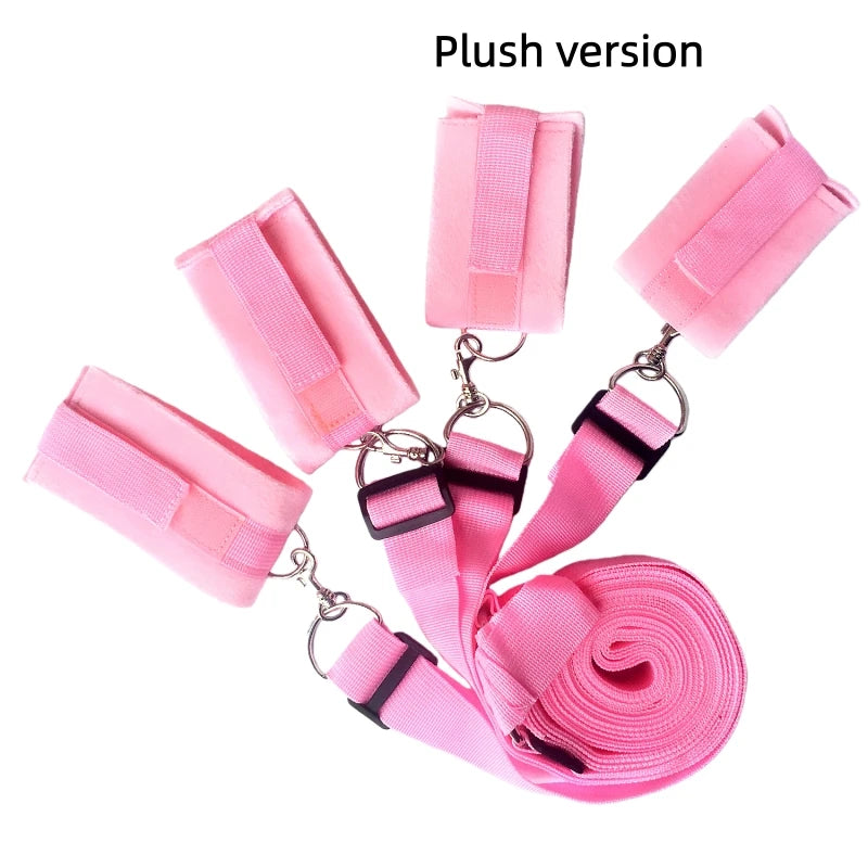 Bed Bondage Restraint Set Adjustable Wrist Ankle Cuffs Comfortable Couples Handcuffs Adult Sex SM Game Lover Intimate Play Kit