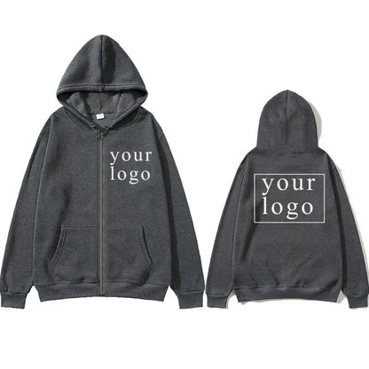 2024 New Fashion Your Own Design Brand Logo/Picture Personalized Custom Anywhere Men Women DIY Zipper cardigan hoodie