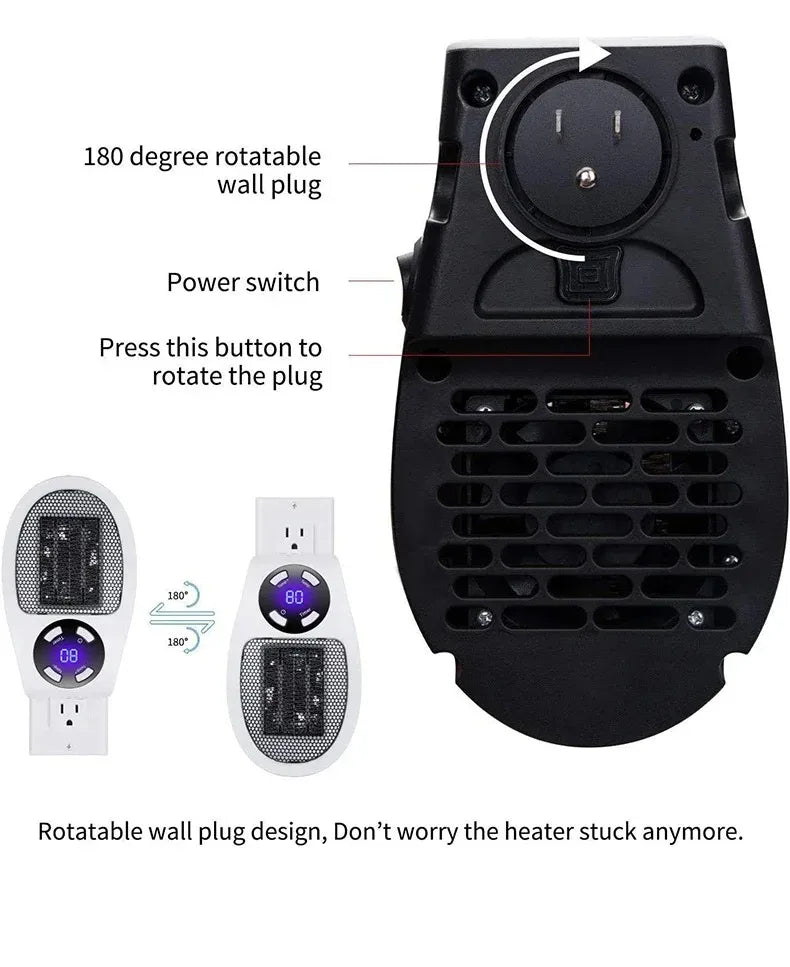 500W Electric Heater Wall-mounted Warm Air Blower Mini Hot Air Blower Plug-in Radiator With Remote Control Electric Hot Fan
