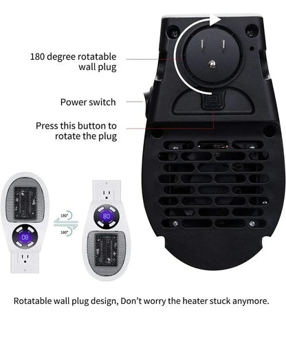 500W Electric Heater Wall-mounted Warm Air Blower Mini Hot Air Blower Plug-in Radiator With Remote Control Electric Hot Fan
