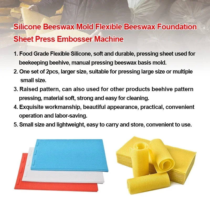 Beeswax Press Sheet Mold DIY Comb Foundation Mold Soft PVC Honeycomb Base Foundation Mould Beekeeping Beeswax Candle Making Tool