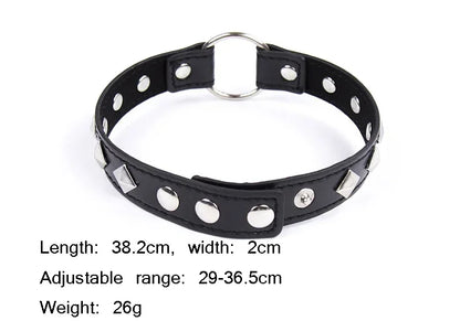 Sexy PU Leather Choker Collar for Women Gothic Punk Spike Heart O-Ring Bell Bondage Slave Neck Strap BDSM Role Play Accessory