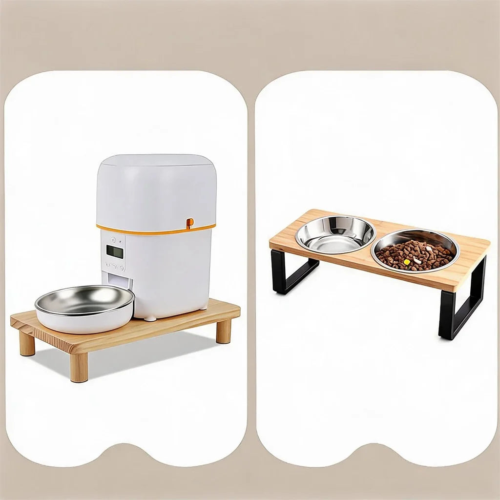 Elevated Cat Food Bowl Platform for Automatic Pet Feeders Raised Feeding Stand Pet Food Water Dispenser Platform for Cats Dogs Neck Protection Easy Assembly 34.3x20x6.1cm