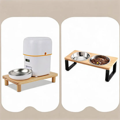 Elevated Cat Food Bowl Platform for Automatic Pet Feeders Raised Feeding Stand Pet Food Water Dispenser Platform for Cats Dogs Neck Protection Easy Assembly 34.3x20x6.1cm