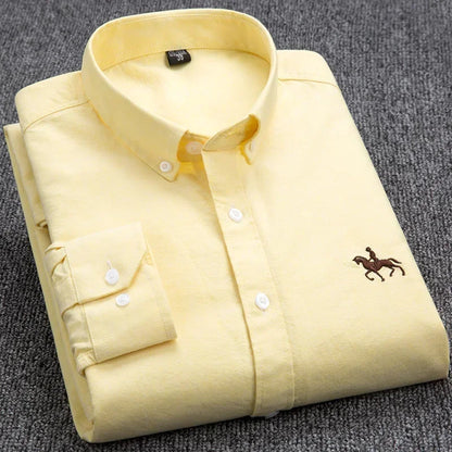 Large Size Full Men's Shirts 100% Pure Cotton Oxford Business Casual Shirt Soft Slim Fit Formal Plain Shirt Long Sleeve Clothes