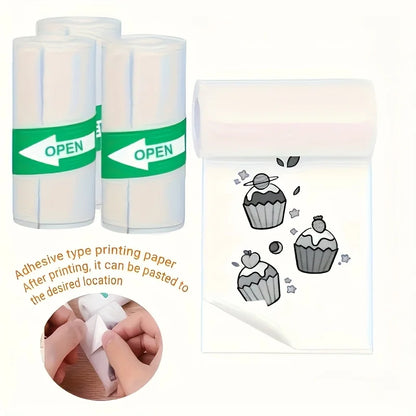 5/10/20 Rolls Mini Printer Thermal Paper with Core, White Adhesive Paper 57mm, Compatible with C9/X5/X6/X15 Mini Thermal Printer