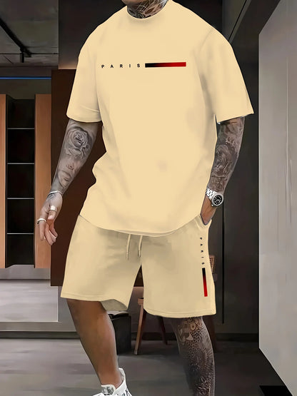 2026 Summer Casual Short-Sleeve Fashionable Breathable Sports Set Loose-Fit Quick-Dry Men's Short-Sleeve Hip-Hop Bear Print Set