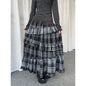 Y2k Vintage Long Skirts Plaid Ruffles Patchwork Harajuku Casual Loose Cake Skite Punk Gothic Streetwear All Match Women Clothing