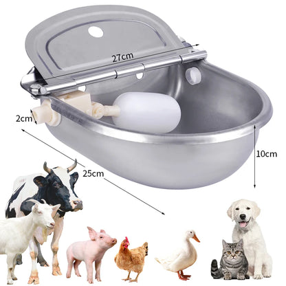 Stainless Steel Cow Water Bowls Automatic Drinking Bowls with Float Bowl Water Outlet for Dog Cattle Sheep Drinker Farm Supplies