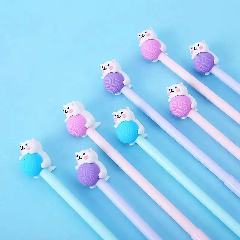1 Pcs Lytwtw's Cute Creative Cat Gel Pen Cartoon Kawaii Stationery Office School Supplies sweet pretty lovely cartoon Handles