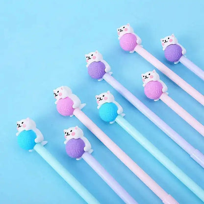 1 Pcs Lytwtw's Cute Creative Cat Gel Pen Cartoon Kawaii Stationery Office School Supplies sweet pretty lovely cartoon Handles