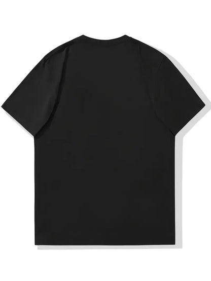 Men's Summer 100% Pure Cotton Casual Loose Sports T-Shirt Yin-Yang Tree Pattern Print round Neck Short-Sleeved Top